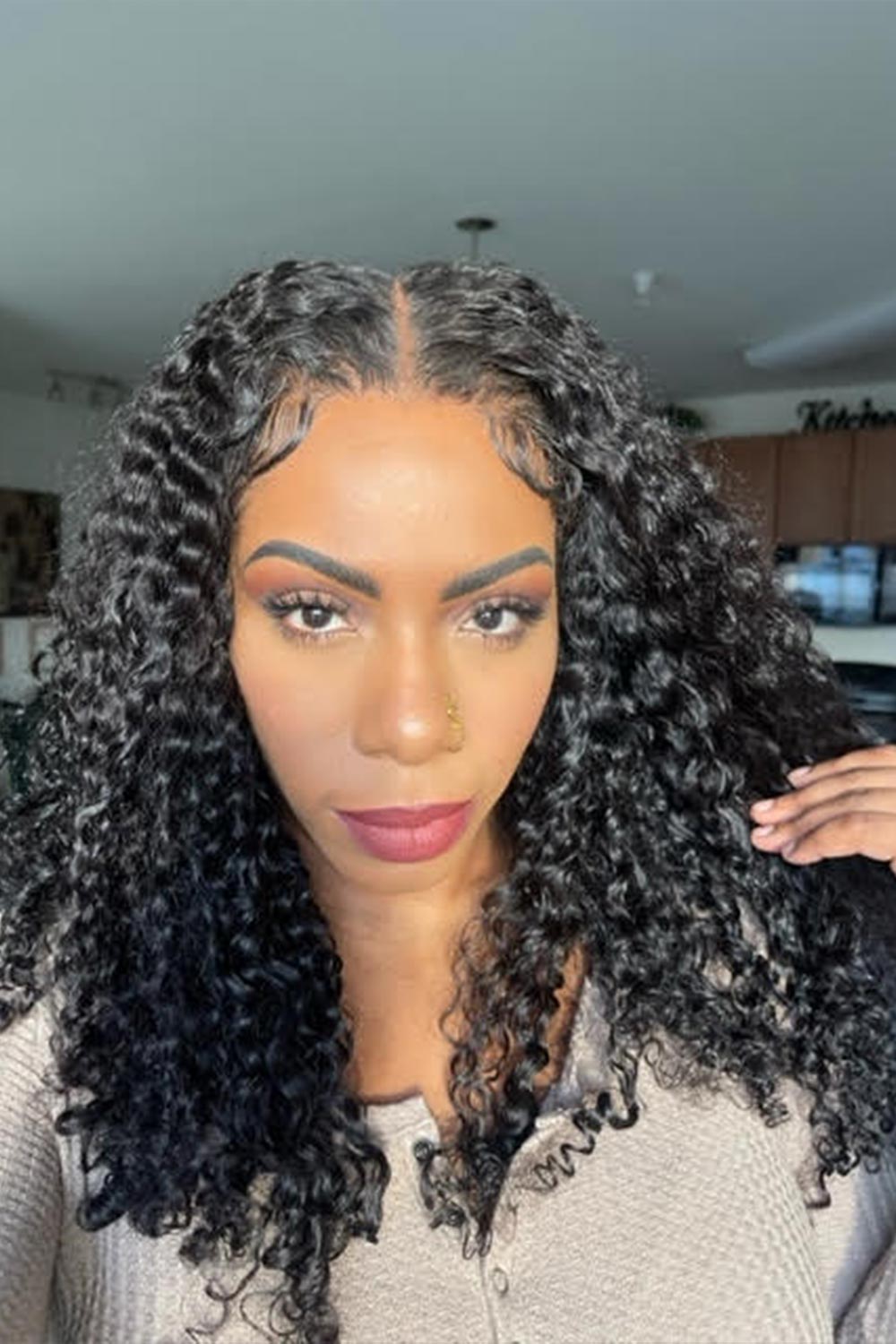 5x5 Lace Closure Wig Deep Wave Remy Human Hair Natural Black