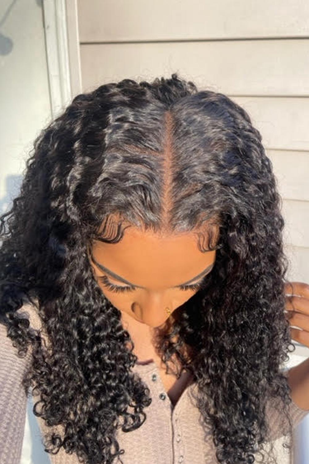 5x5 Lace Closure Wig Deep Wave Remy Human Hair Natural Black
