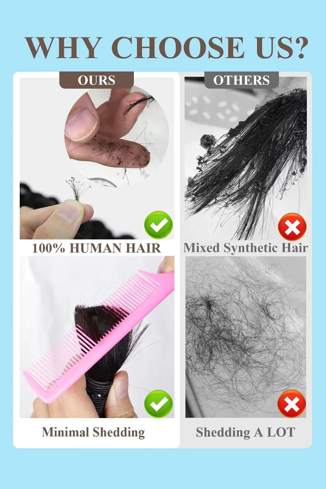 Single Drawn Water Wave Bulk Hair For Braiding Natural Black