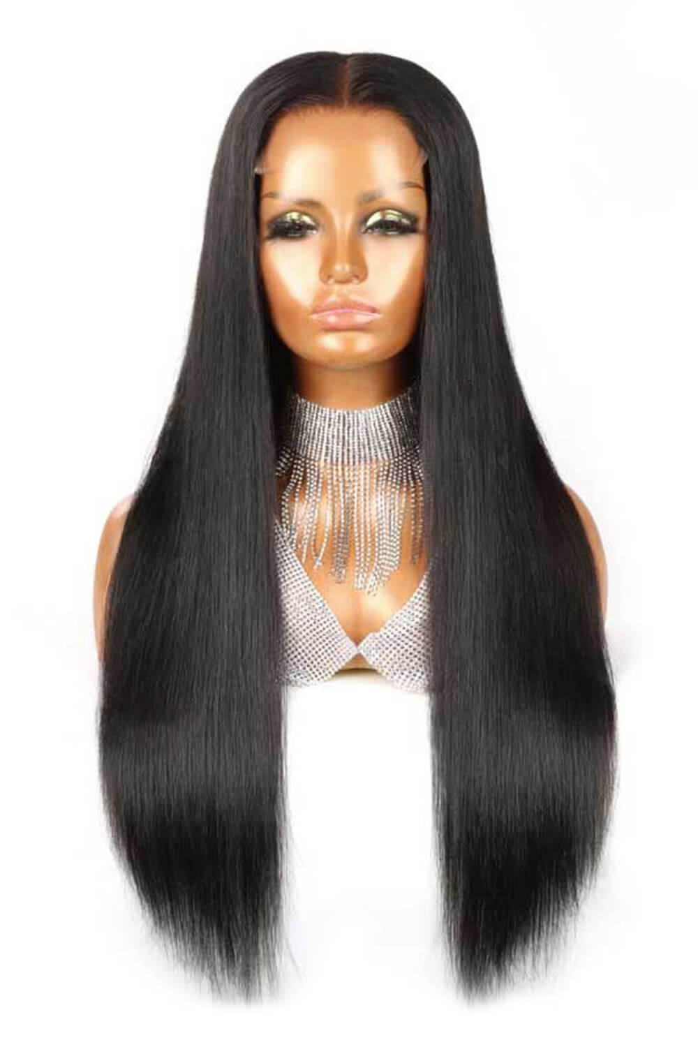 5x5 Lace Closure Wig Straight Human Hair Black Middle Part