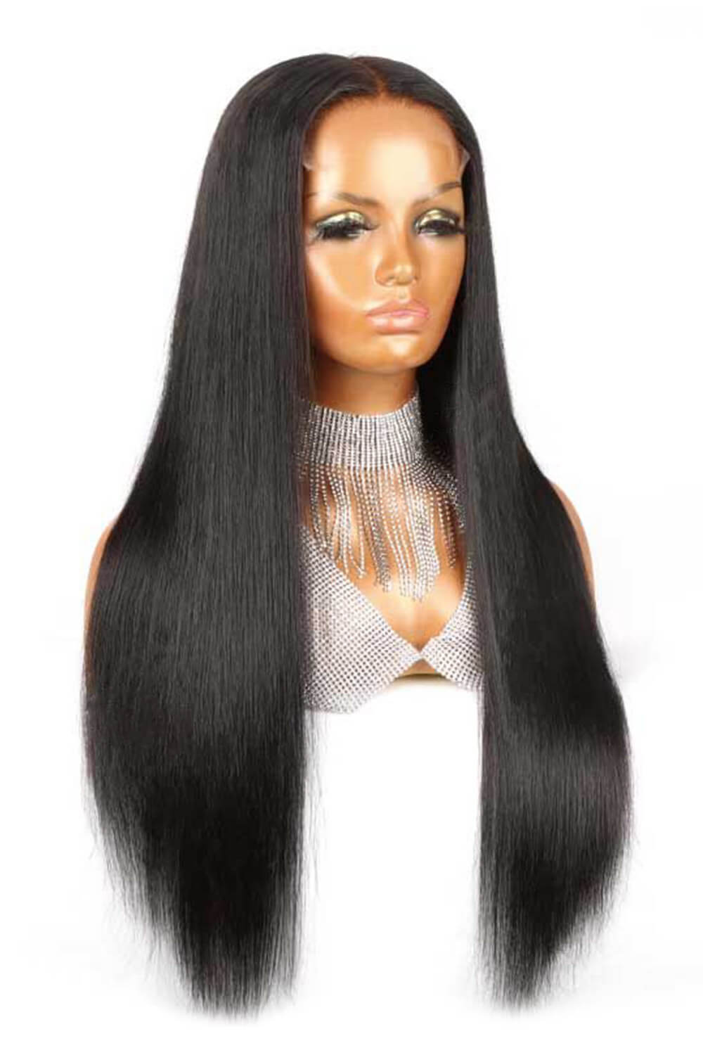 5x5 Lace Closure Wig Straight Human Hair Black Middle Part