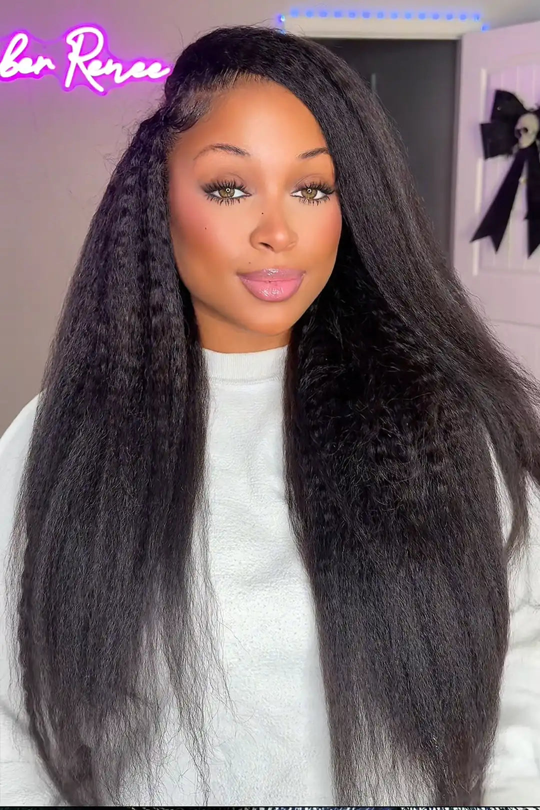 Feather Crochet Hair Extension Kinky Straight Human Hair Double-Strand