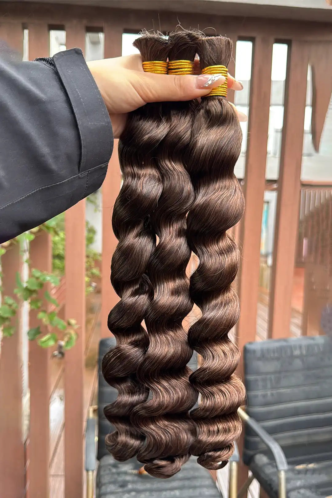 Double Drawn #4 Dark Brown Loose Wave Bulk Hair For Braiding