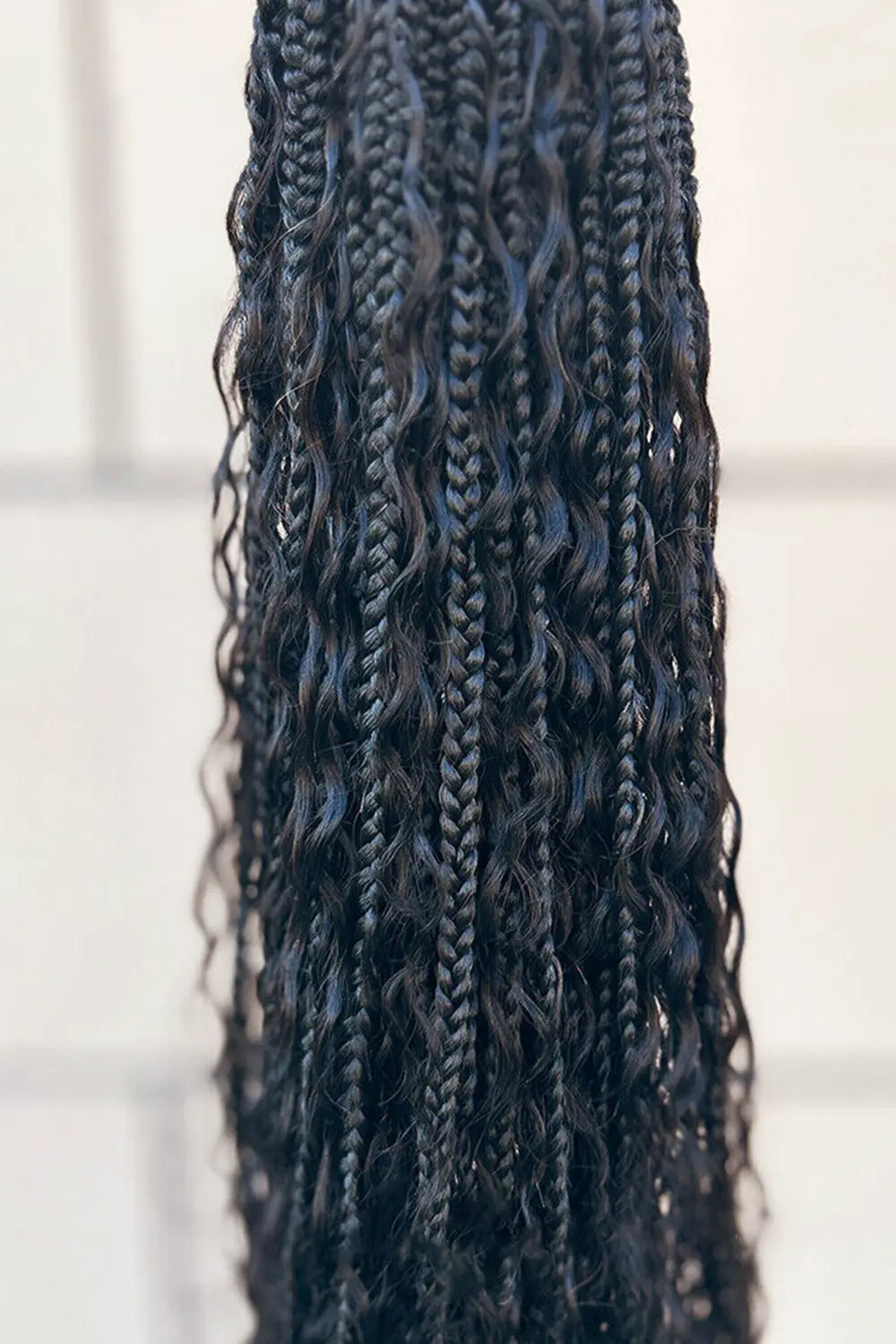 Box Braids Crochet with Human Hair Curls