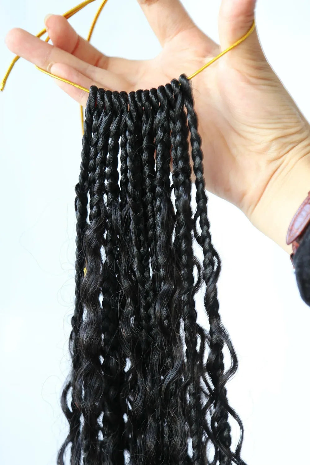 Box Braids Crochet with Human Hair Curls