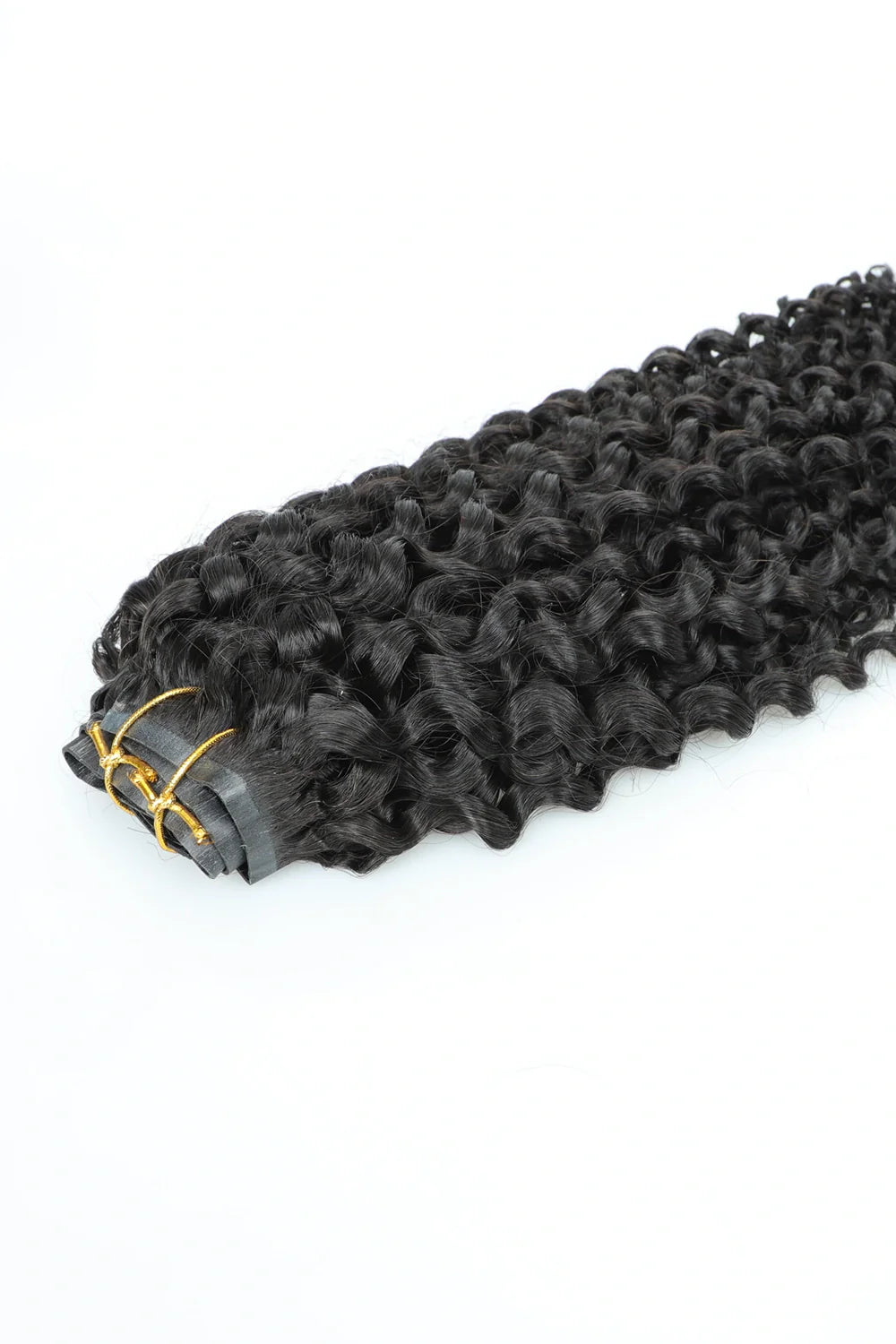 Curly Seamless Clip in Hair Extensions Natural Black 7 Pcs