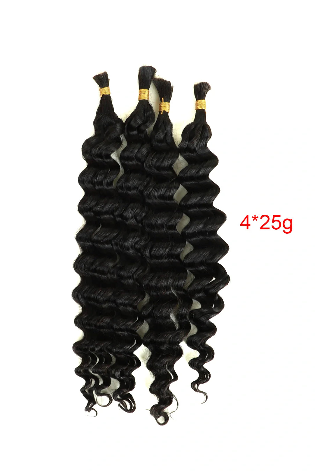 Double Drawn Deep Wave Bulk Human Hair For Braiding Natural Black 25g
