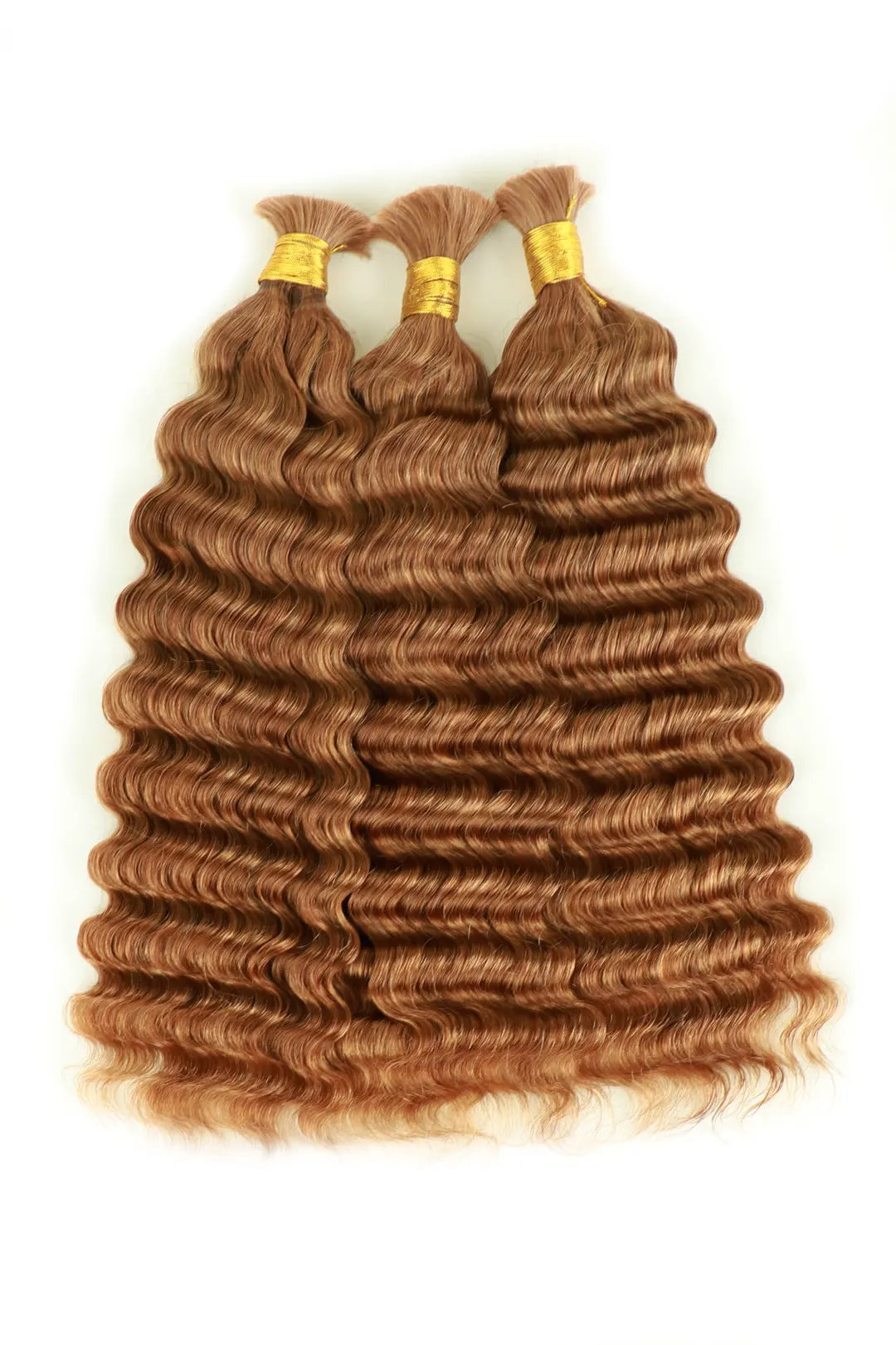 Double Drawn #30a Light Auburn Bulk Hair Deep Wave BU46