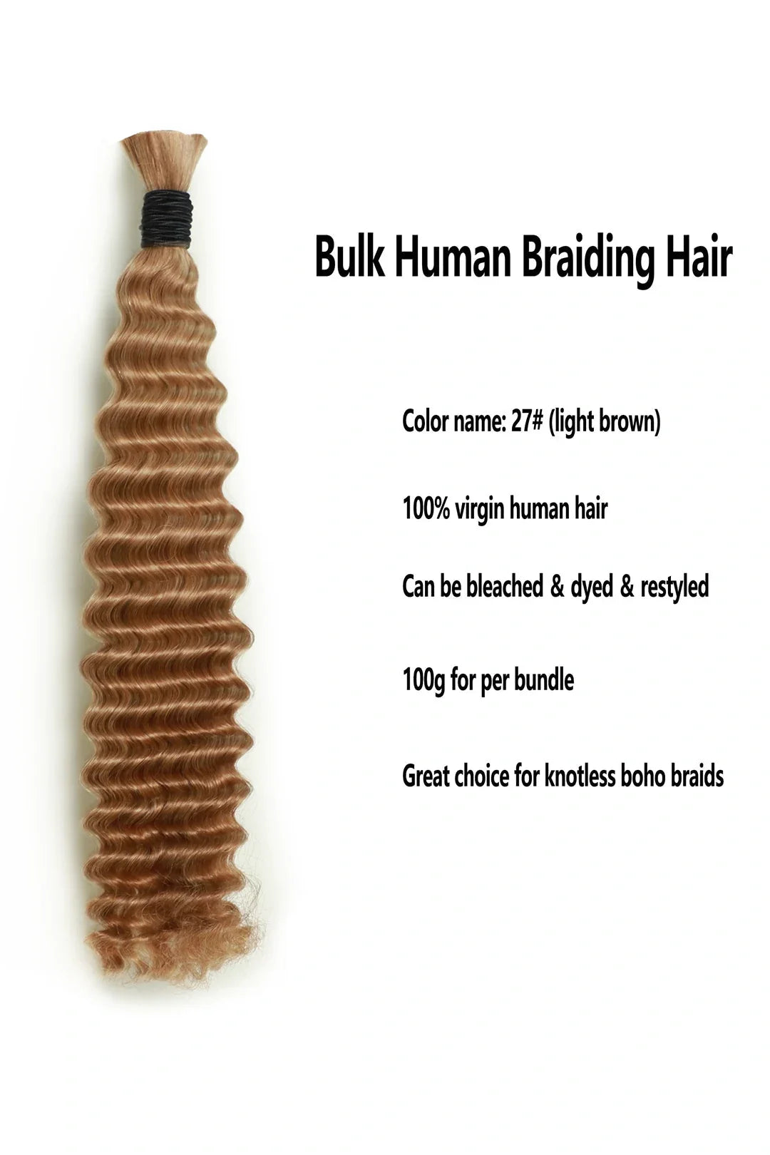 #27 Medium Blonde Bulk Hair For Braiding Deep Wave BU06