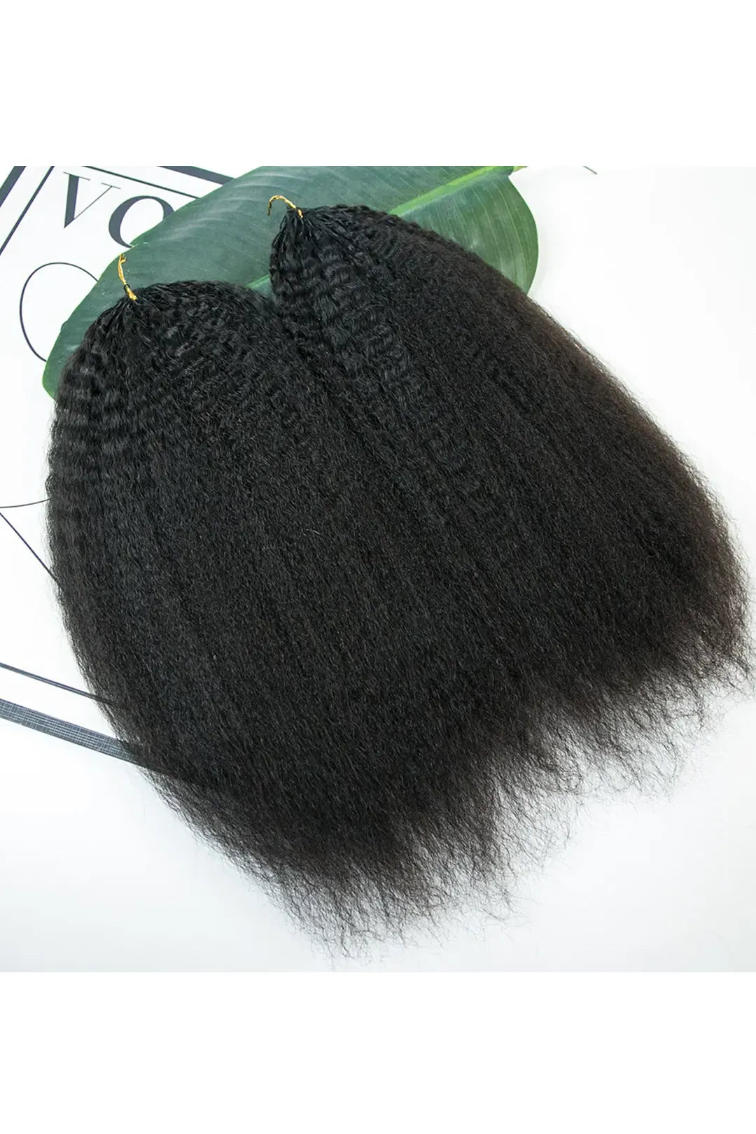 Feather Crochet Hair Extension Kinky Straight Human Hair Double-Strand