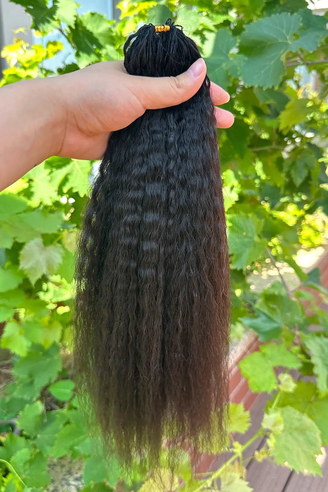 Feather Crochet Hair Extension Kinky Straight Human Hair Double-Strand 14