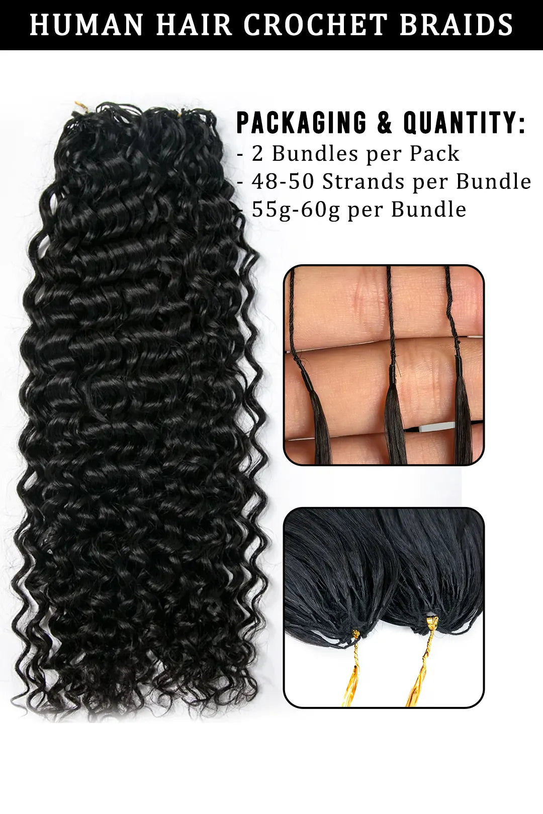 Feather Crochet Hair Extension Water Wave Human Hair Double-Strand