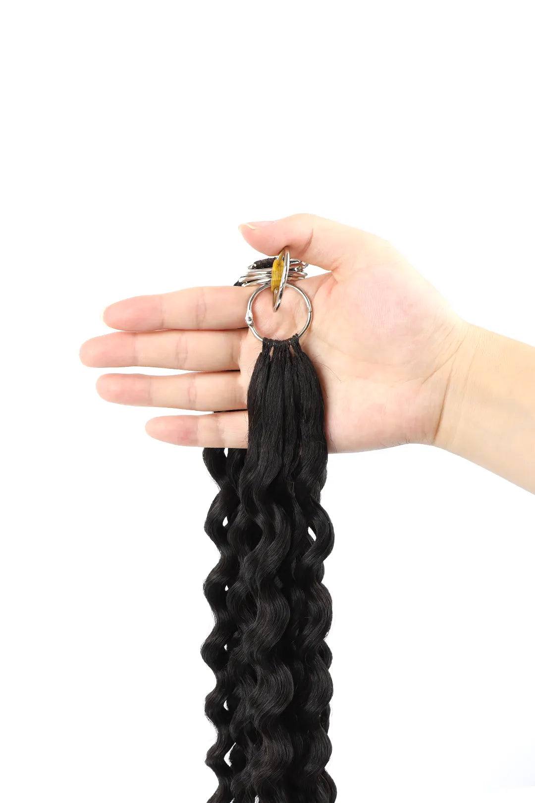 Handmade Feather Line Hair Extensions Burmese Curly Single-Strand with Loop
