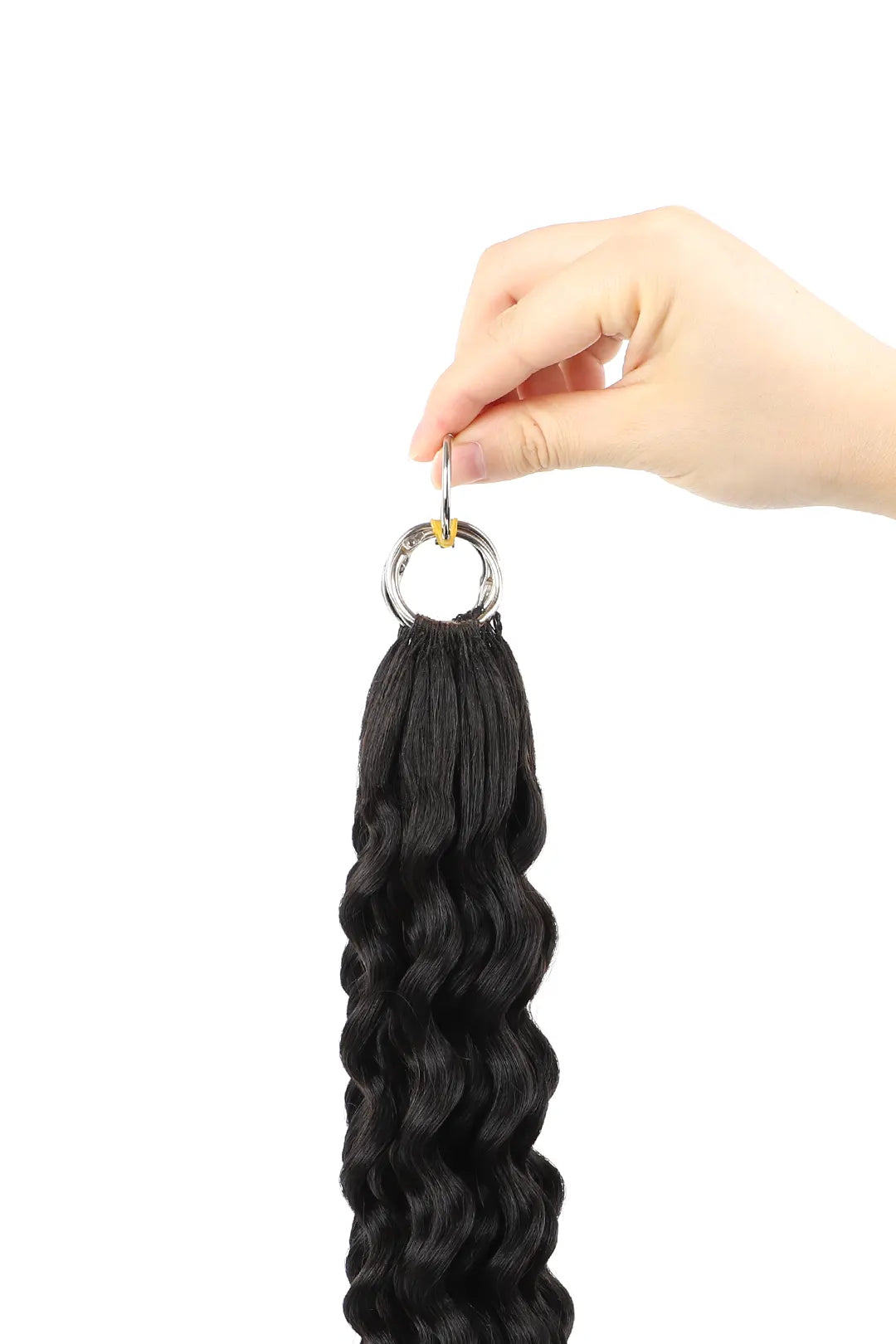 Handmade Feather Line Hair Extensions Burmese Curly Single-Strand with Loop