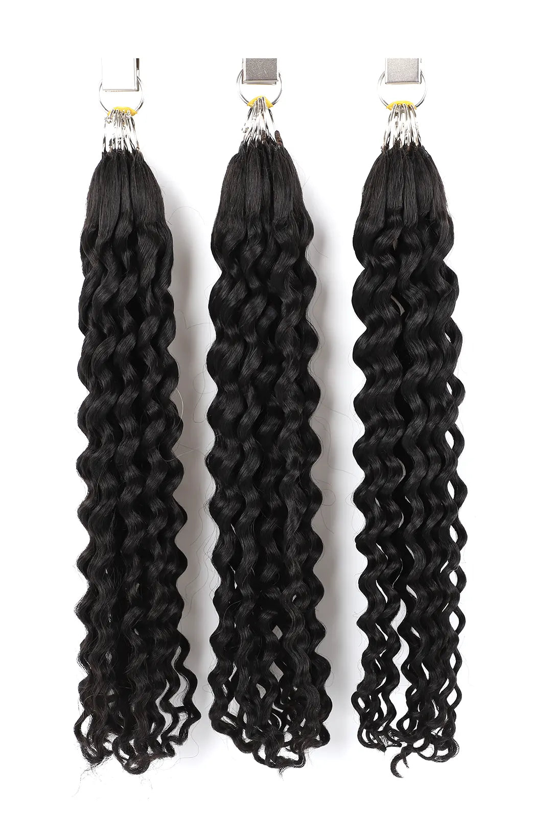 Handmade Feather Line Hair Extensions Burmese Curly Single-Strand with Loop