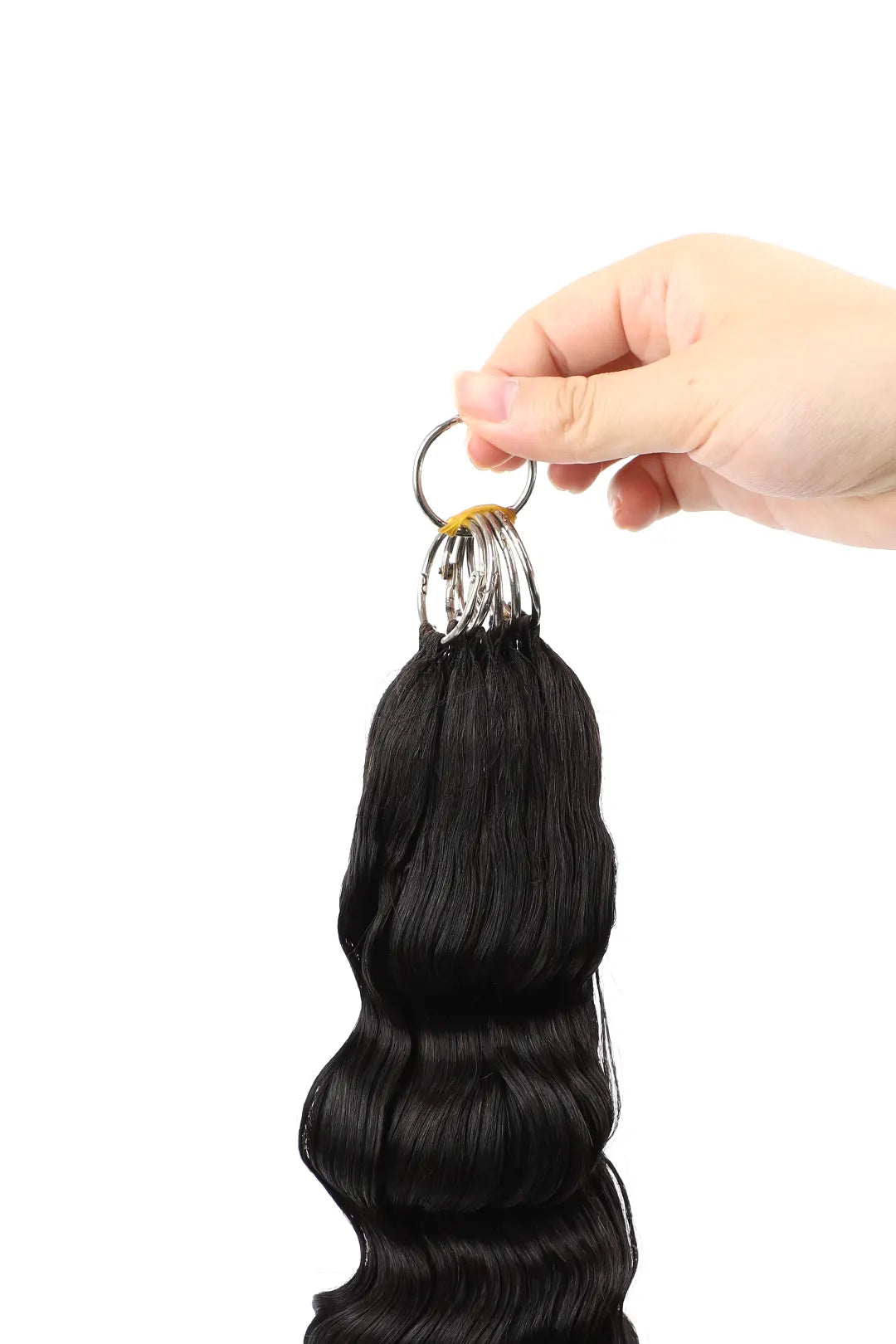 Handmade Feather Line Hair Extensions Deep Wave Single-Strand with Loop