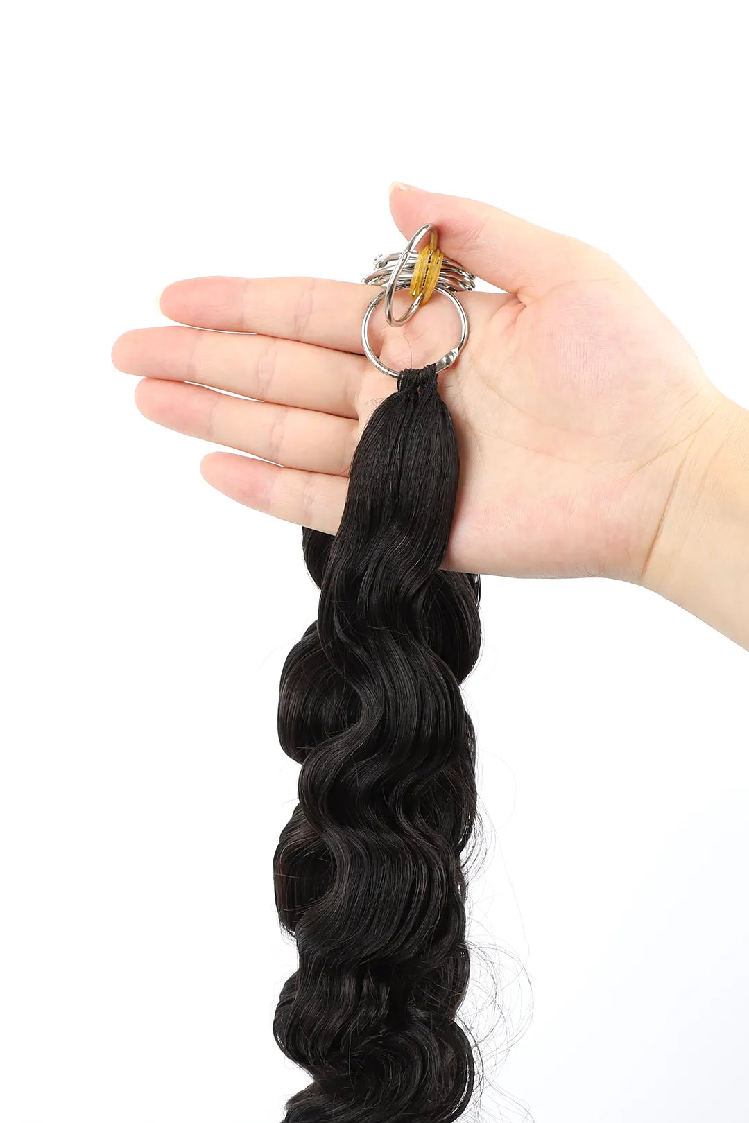 Handmade Feather Line Hair Extensions Deep Wave Single-Strand with Loop