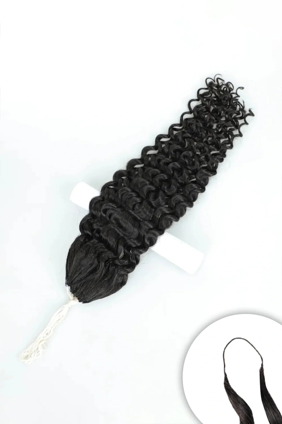 Handmade Deep Curly Feather Line Hair Extensions 100% Black Remy Human Hair