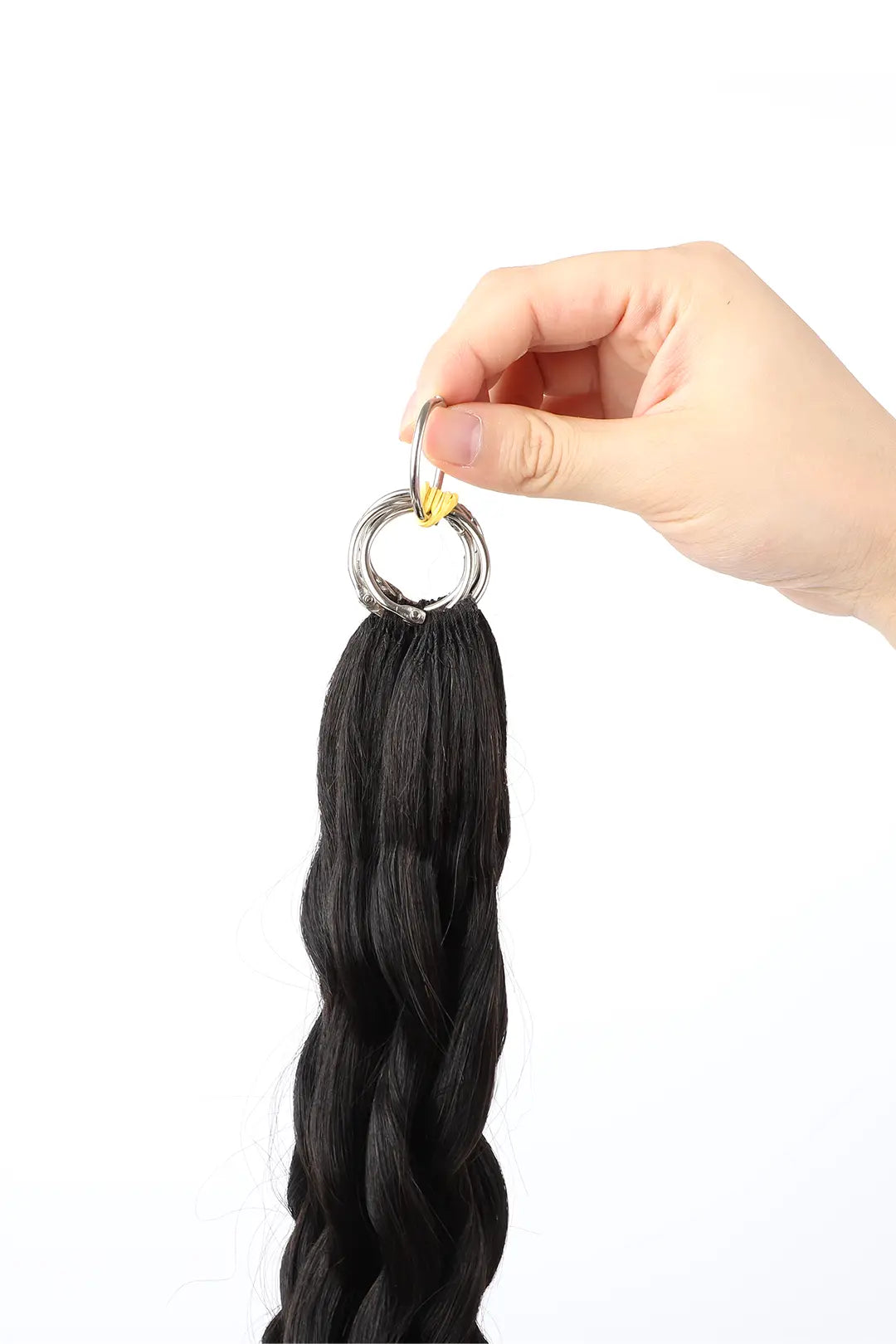 Handmade Feather Line Hair Extensions Water Wave Single-Strand with Loop