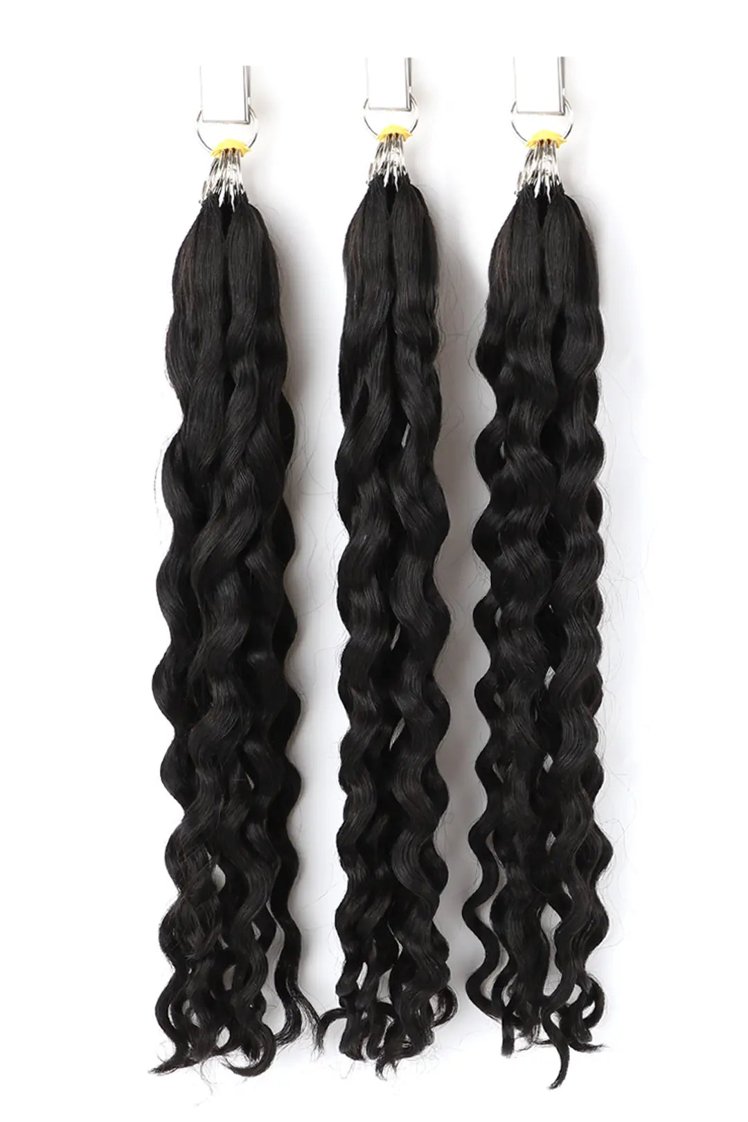 Handmade Feather Line Hair Extensions Water Wave Single-Strand with Loop