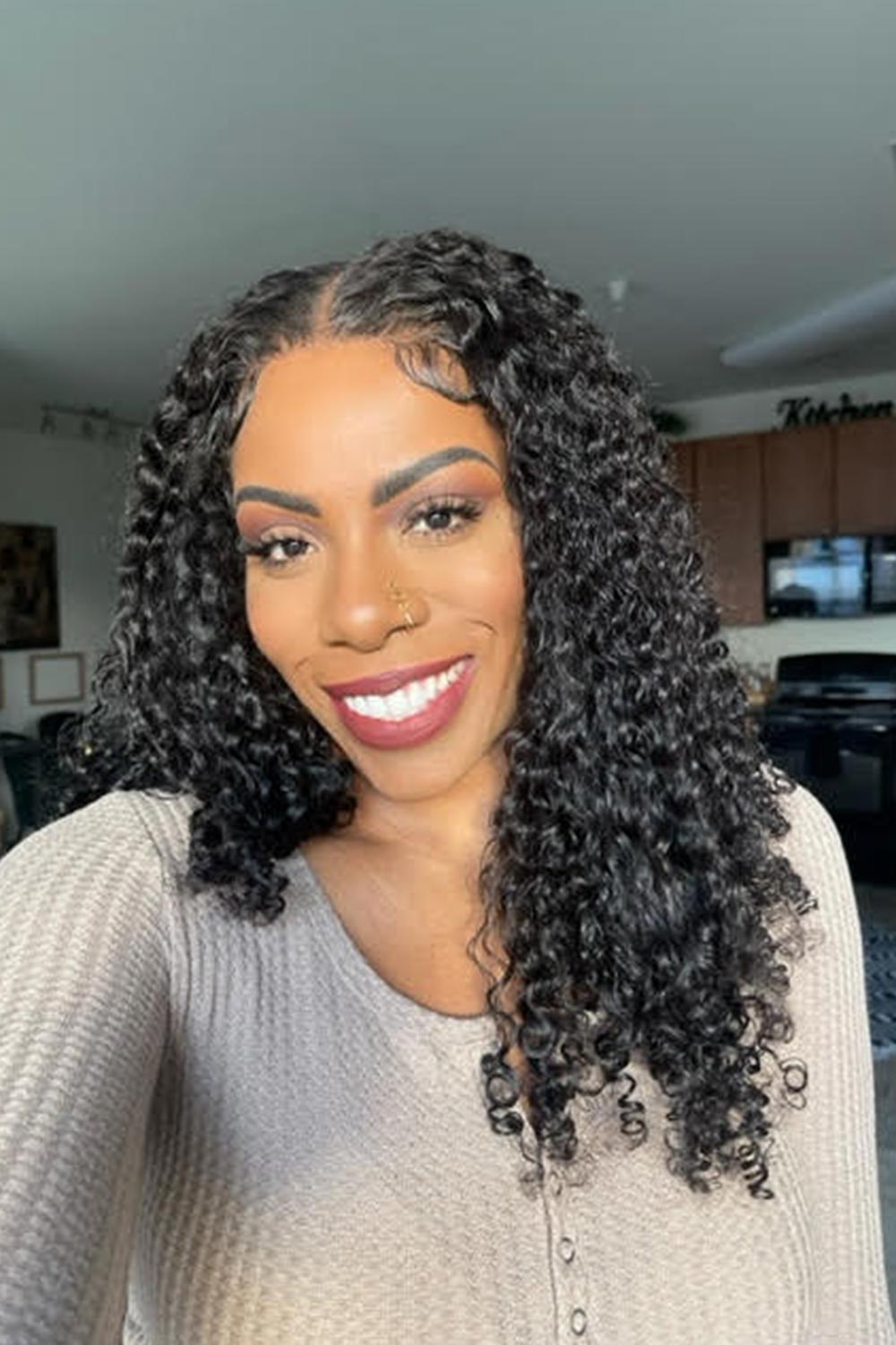 5x5 Lace Closure Wig Deep Wave Remy Human Hair Natural Black