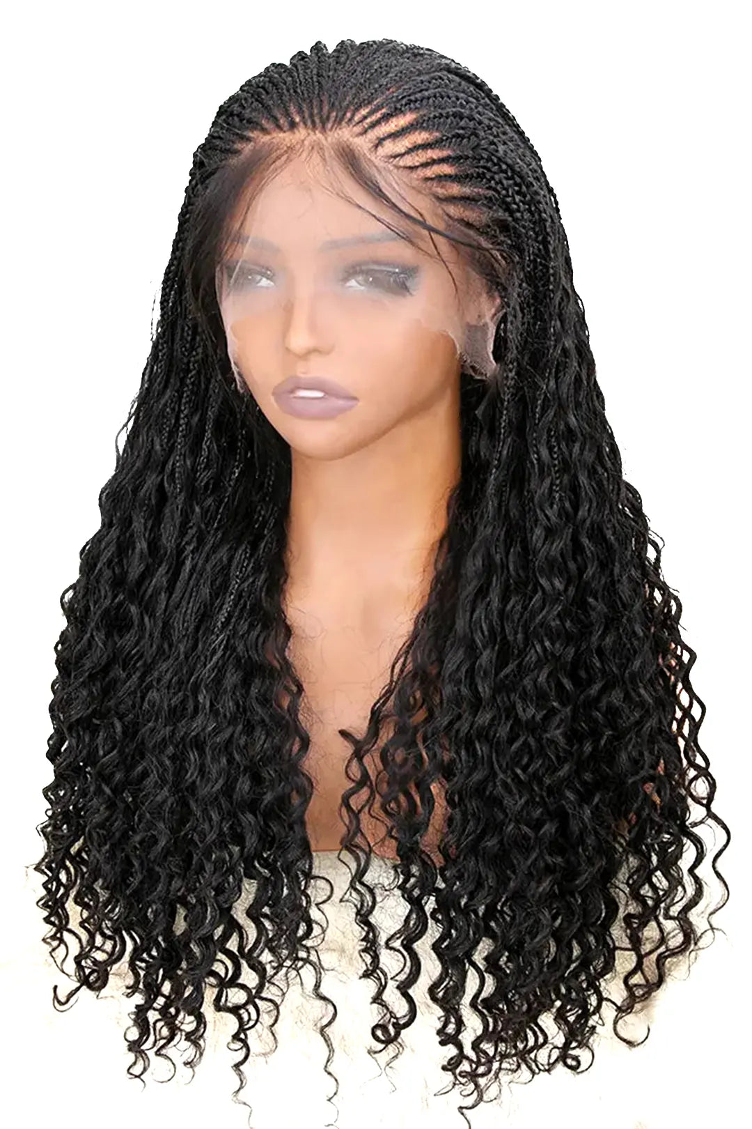 Fulani Braids Full Lace Wig Knotless Bohemian Style 100% Human Hair