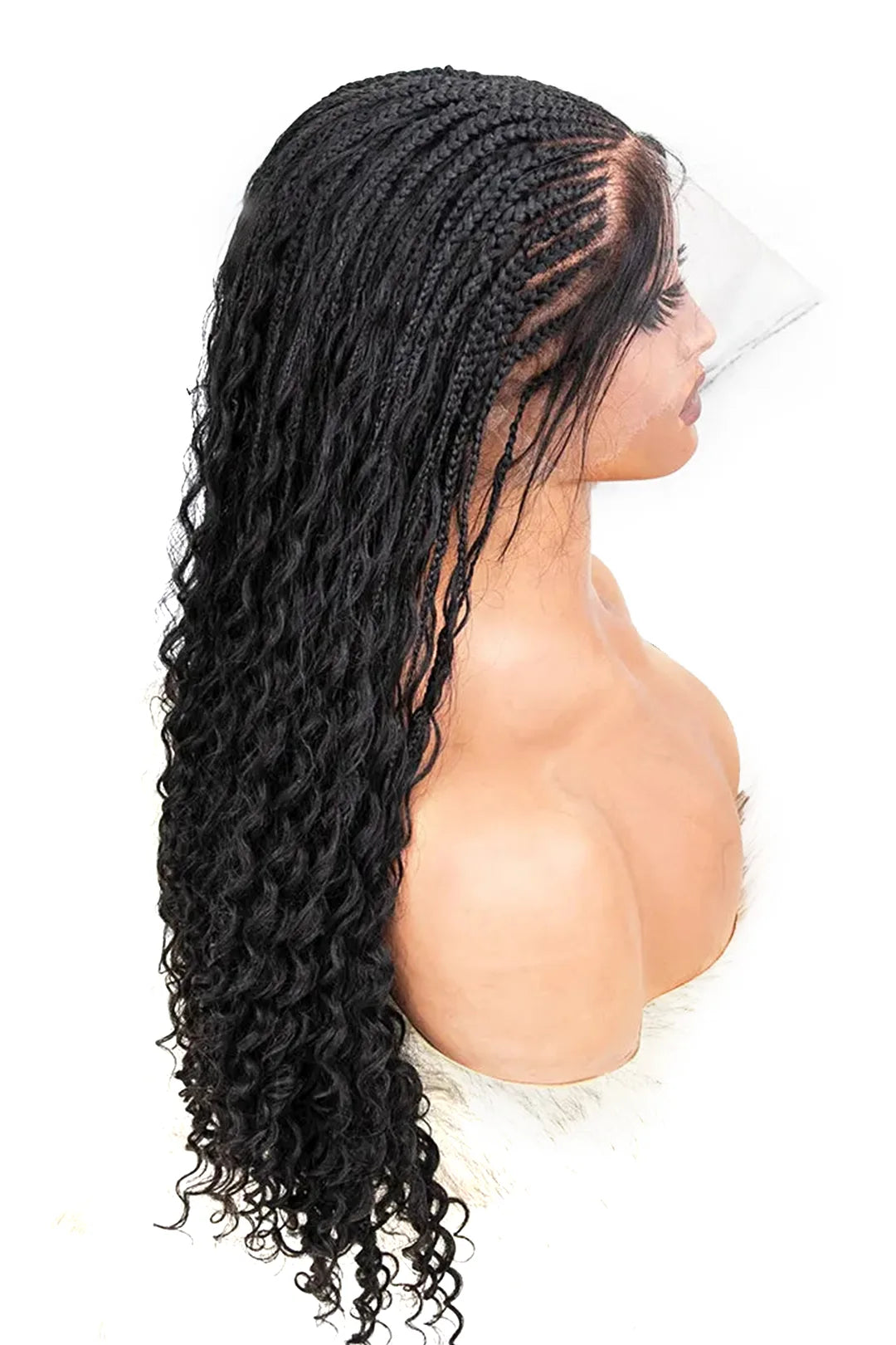 Fulani Braids Full Lace Wig Knotless Bohemian Style 100% Human Hair