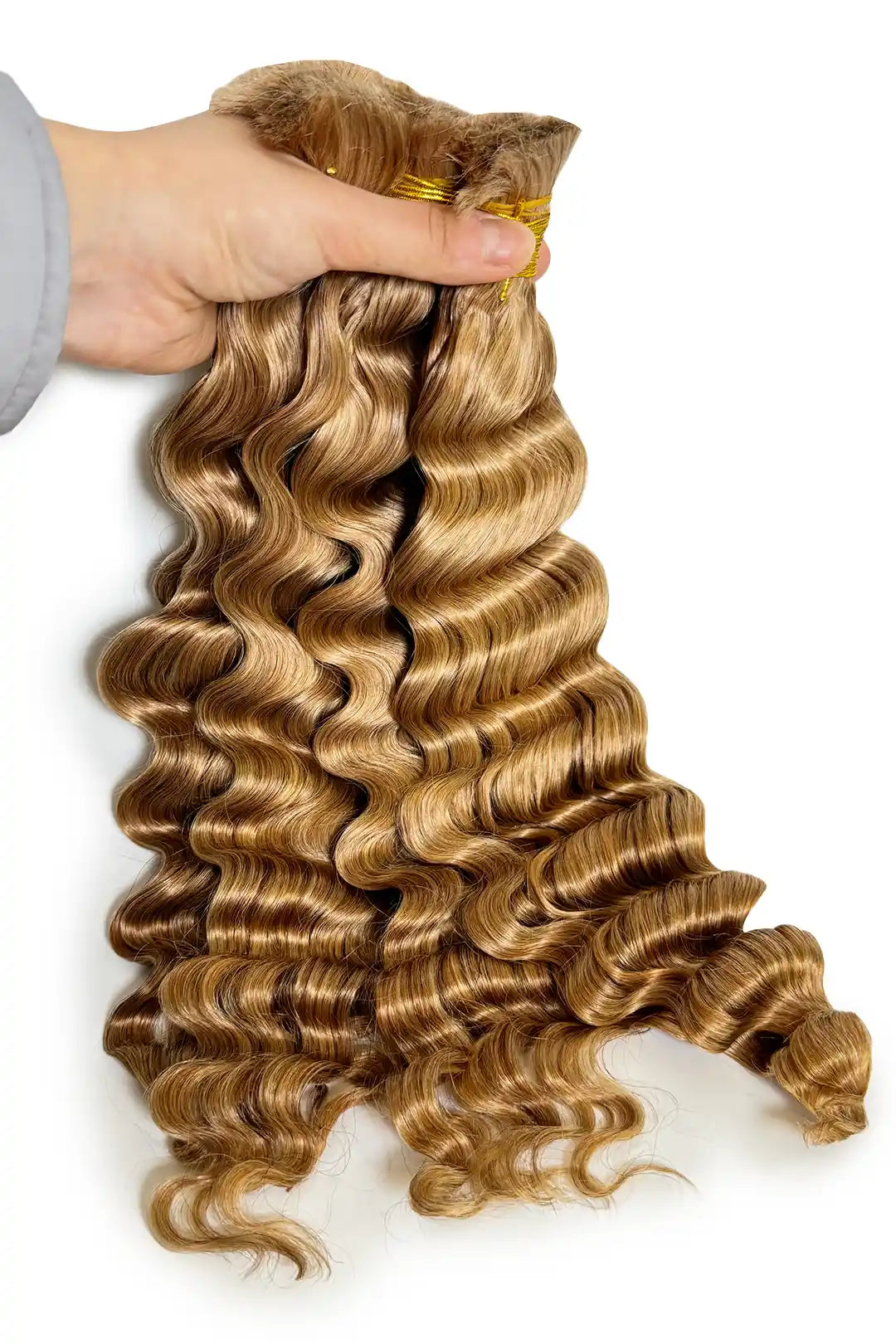 Double Drawn Medium Blonde Bulk Hair For Braiding Loose Deep Wave