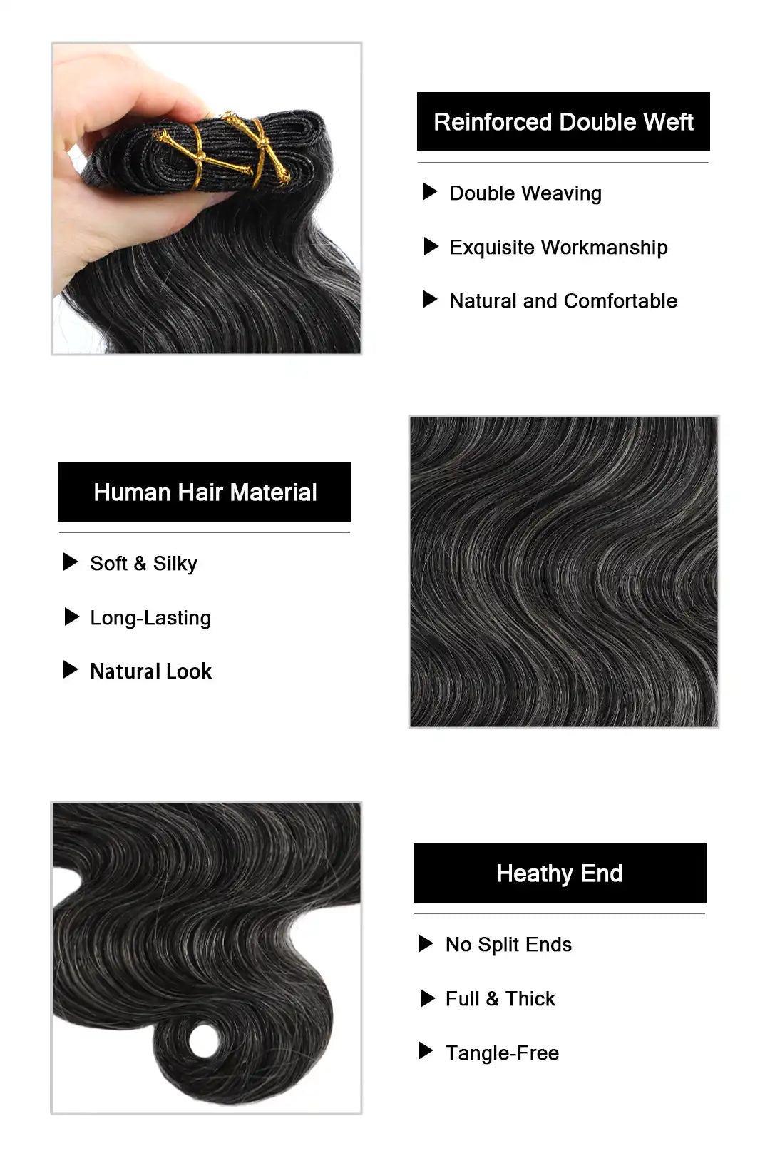 Natural Grey Hair Salt And Pepper Cambodia Virgin Human Hair Bundles