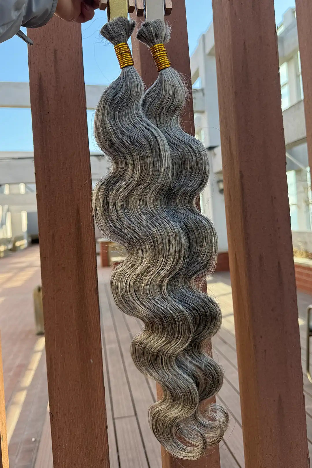 Salt and Pepper Bulk Hair Body Wave for Braiding 85% Gray BU32
