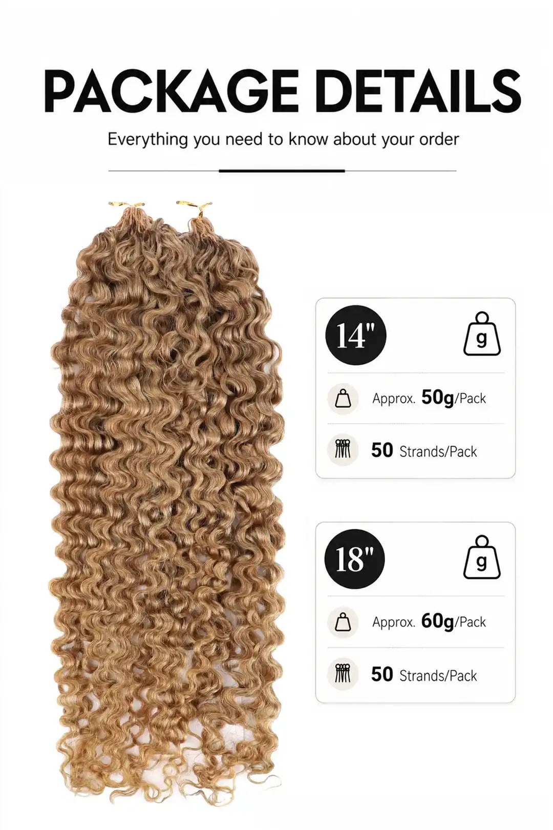 Honey Blonde #27 Water Deep Wave Feather Crochet Miracle Knots Hair