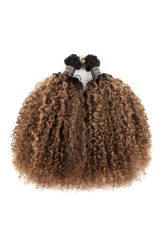 #1B/30 Two-tone Color Tight Curly Feather Crochet Human Hair