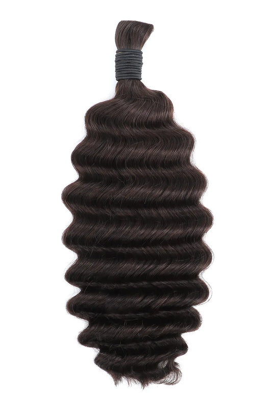#2 Dark Brown Color Deep Wave Bulk Braiding Hair Extensions BU13