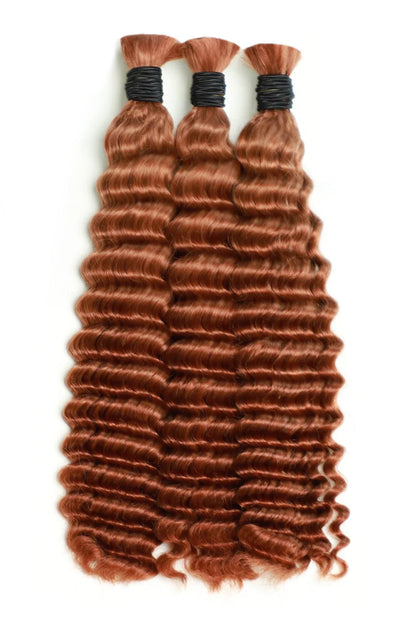 #33 Dark Auburn Brown Bulk Hair For Braiding Deep Wave BU36