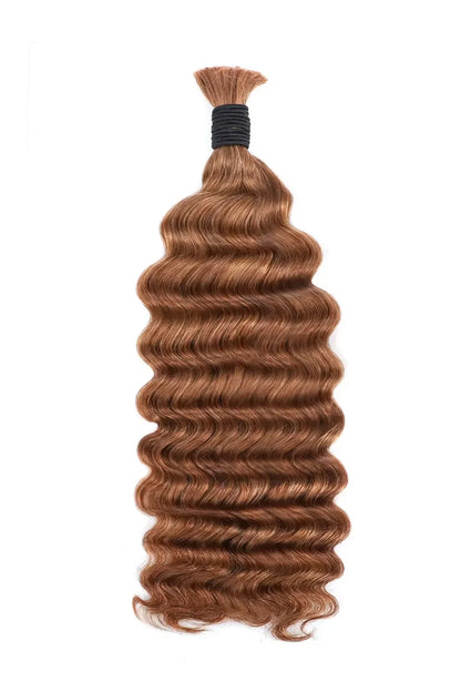 30# Auburn Brown Bulk Hair For Braiding Deep Wave BU07