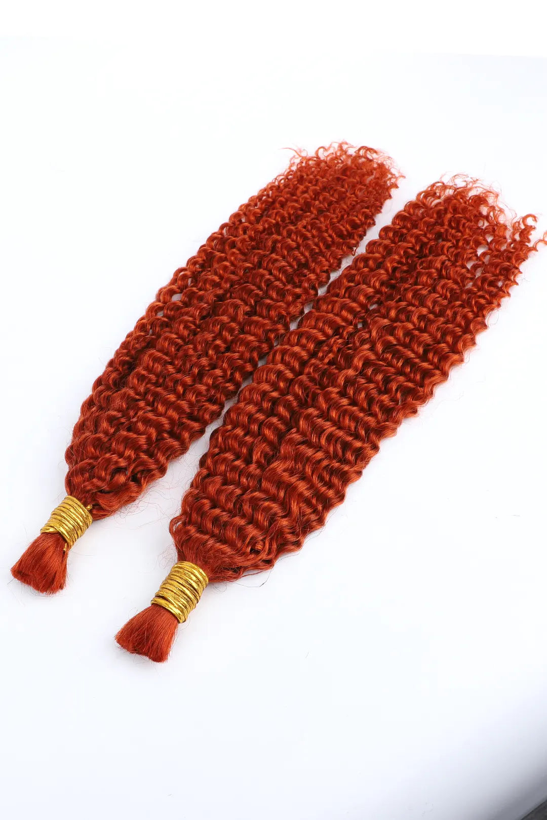 350# Ginger Kinky Curly Bulk Human Hair For Braiding BU16