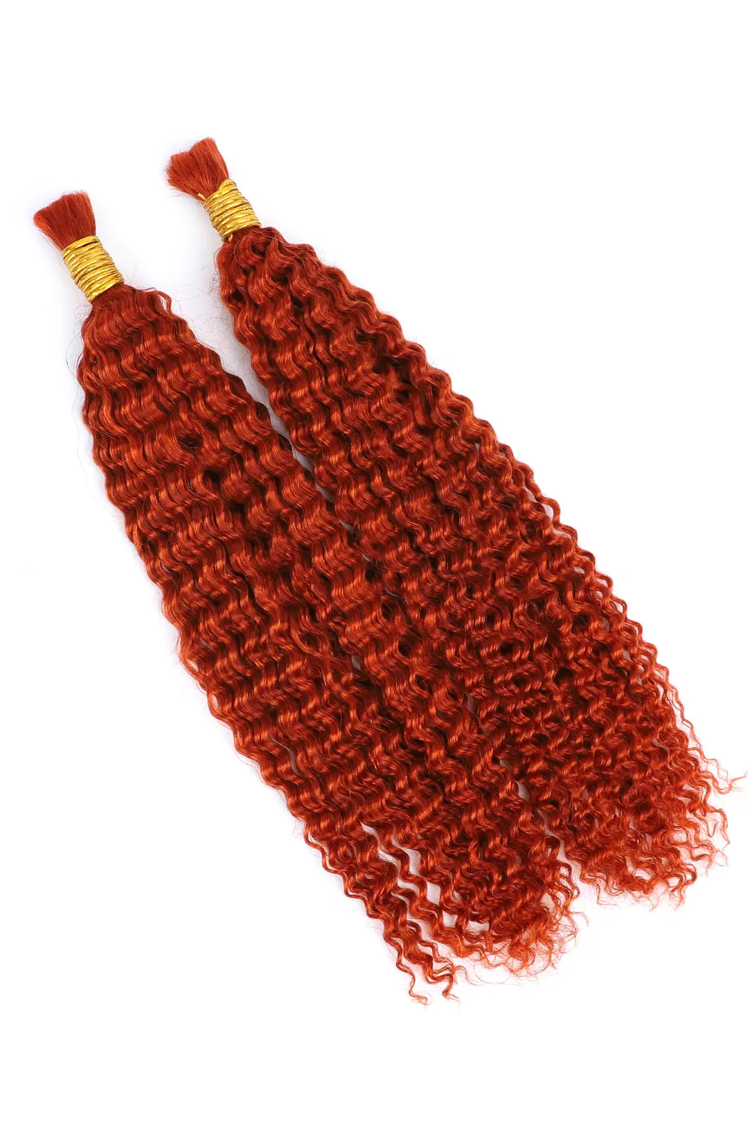 350# Ginger Kinky Curly Bulk Human Hair For Braiding BU16