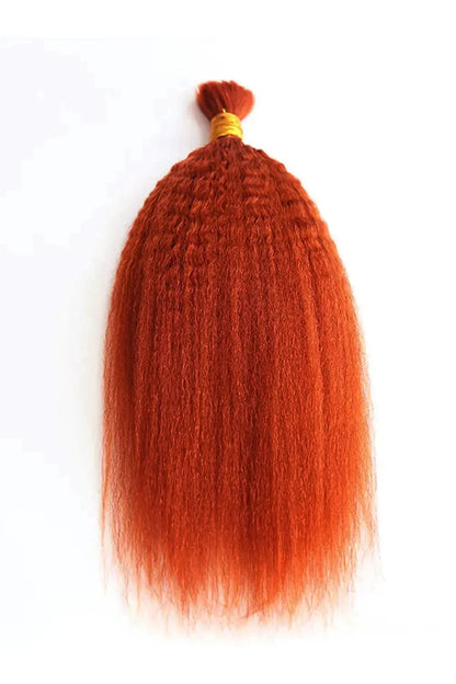 350# Ginger Kinky Straight Bulk Human Hair For Braiding BU17