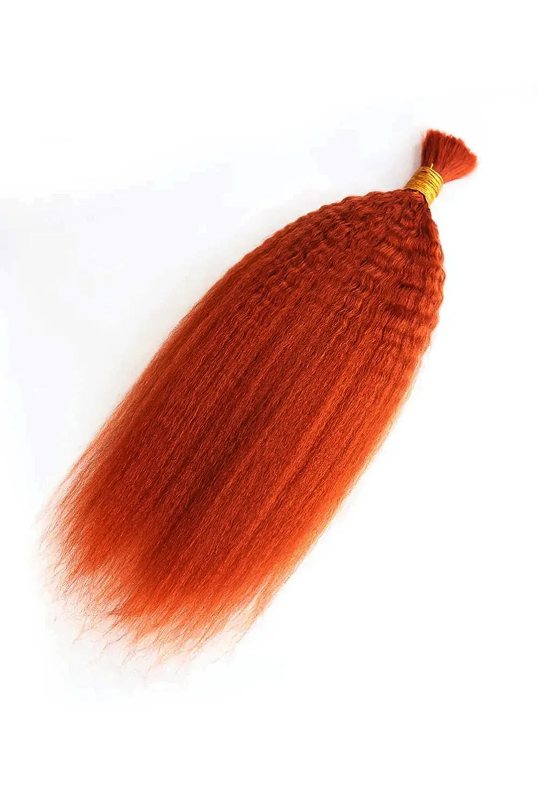 350# Ginger Kinky Straight Bulk Human Hair For Braiding BU17