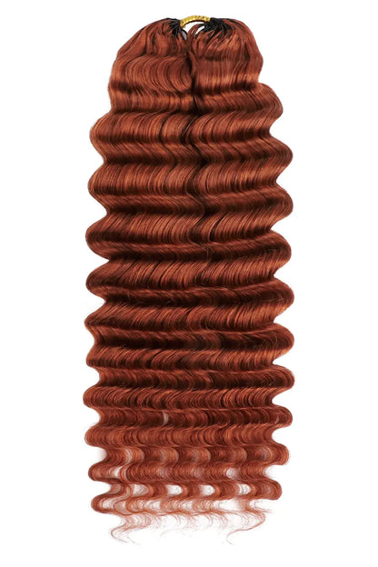 350# Ginger Deep Wave Feather Crochet Miracle Knots Human Hair