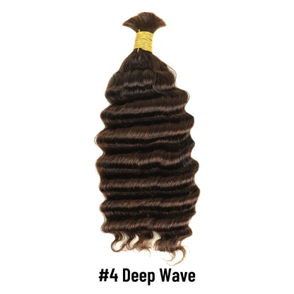 #4 Dark Brown Deep Wave Bulk Human Hair For Braiding BU21