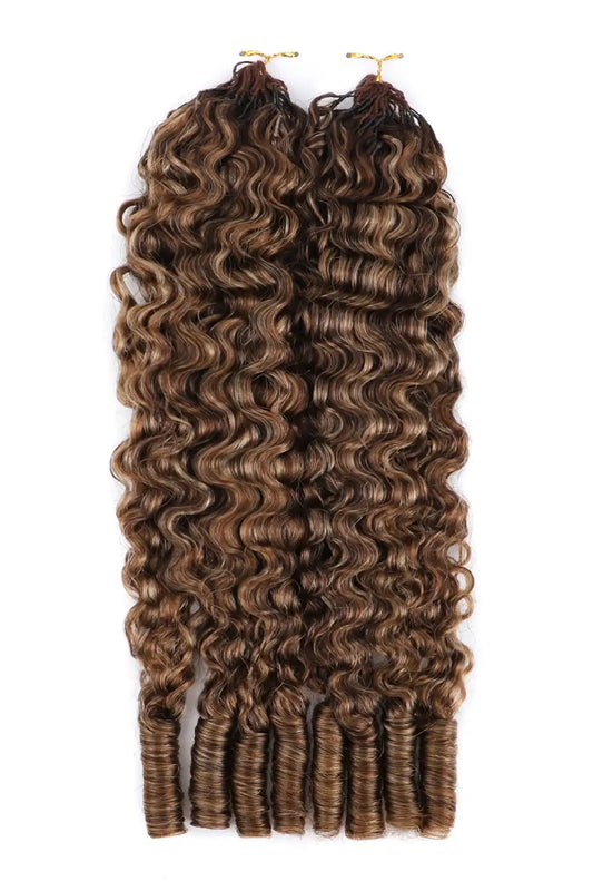 #4A/27/30 Mixed Color Burmese Curly with Spiral Curls Crochet Hair for Miracle Knots