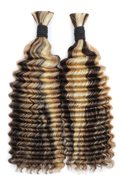 #4A/27/613 Piano Color Deep Wave Bulk Hair for Braiding