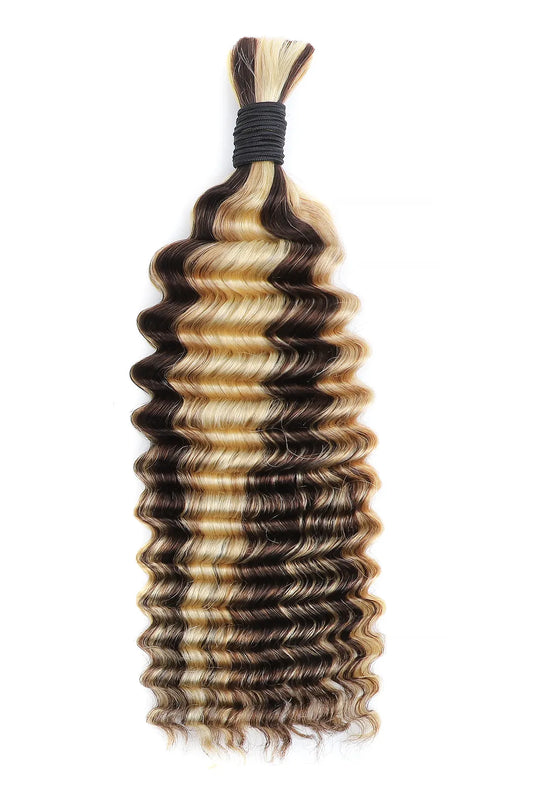 #4A/27/613 Piano Color Deep Wave Bulk Hair for Braiding