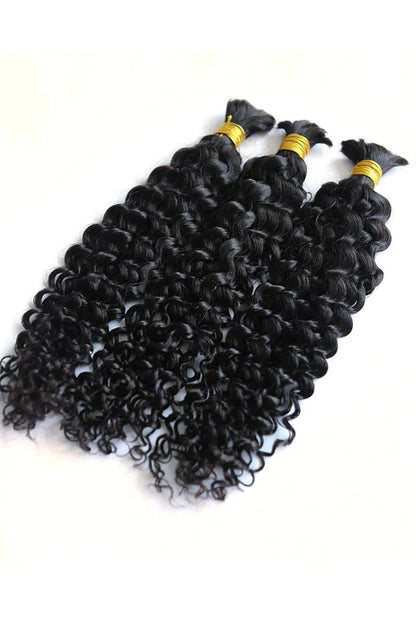 #1 Jet Black Spanish Curly Bulk Hair Extensions for Braiding BU22