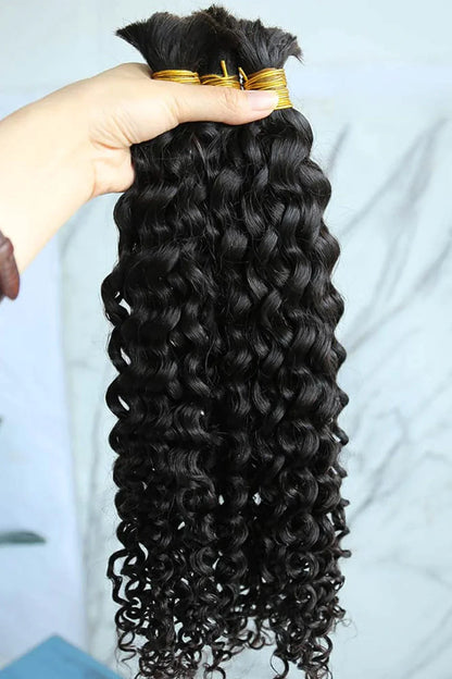 #1 Jet Black Spanish Curly Bulk Hair Extensions for Braiding BU22