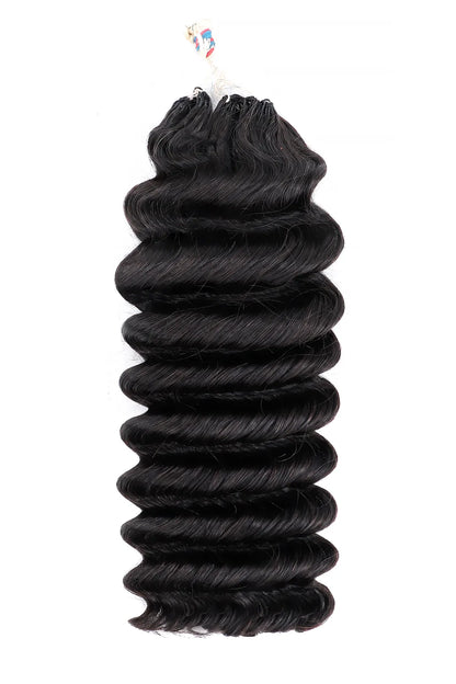 Handmade Feather Line Hair Extensions Loose Deep Wave Single-Strand with Loop