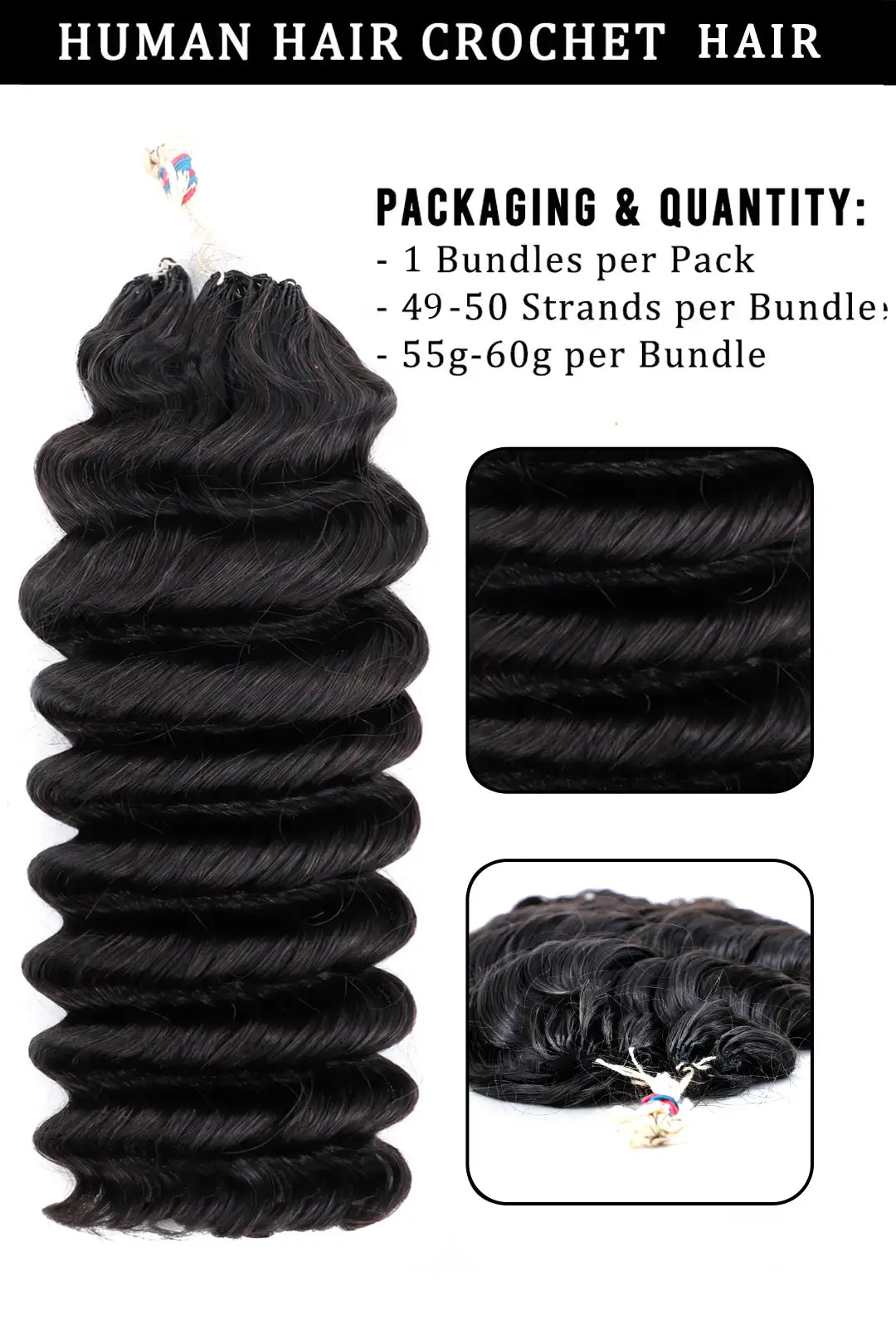 Handmade Feather Line Hair Extensions Loose Deep Wave Single-Strand with Loop