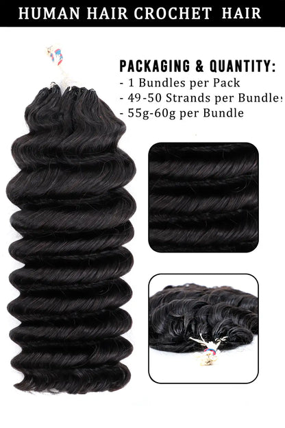 Handmade Feather Line Hair Extensions Loose Deep Wave Single-Strand with Loop