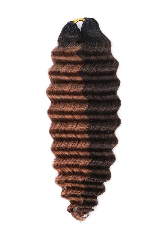 T-Natural Black Root Piano Color #4/#30 Deep Wave Feather Crochet Human Hair